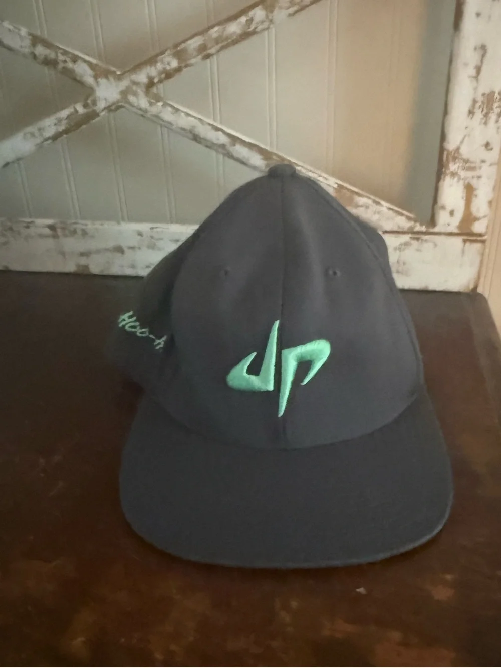 Kids Dark Gray Cap with Mint Green Logo